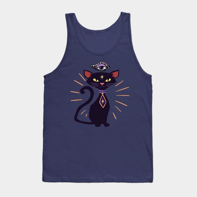 Witch's Feline Friend Tank Top by machmigo